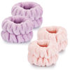 Picture of 4 Pcs Wrist Towels for Washing Face-Dorbetar, Microfiber Wrist Bands for Washing Face, Spa Wristbands for Washing Face, Fluffy Towel Bands, Arm Bands for Washing Face for Woman Children（Purple,Pink）