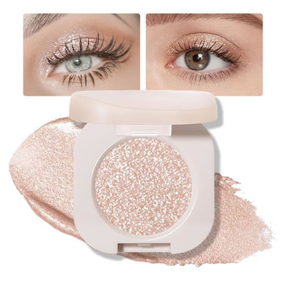 Picture of FeiCuiYun Monochrome Glittler Eyeshadow, Light Shimmer eyeshadow, pressed glitter eyeshadow, Glittle Matte Pressed Powder Single Vegan Eyeshadow; Talc, Paraben & Cruelty Free, Light Brown Glitter(11)