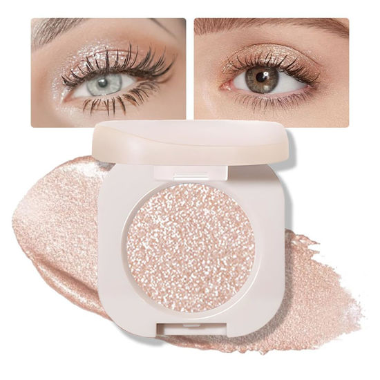 Picture of FeiCuiYun Monochrome Glittler Eyeshadow, Light Shimmer eyeshadow, pressed glitter eyeshadow, Glittle Matte Pressed Powder Single Vegan Eyeshadow; Talc, Paraben & Cruelty Free, Light Brown Glitter(11)