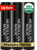 Picture of Moroccan Magic Organic Manuka Honey Lip Balm 3 Pack | Made with Natural Cold Pressed Argan and Essential Oils Lip Balm | Smooth Application
