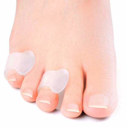 Picture of Welnove Gel Toe Separator, Pinky Toe Spacers, Little Toe Cushions, Small Toe Sleeves for Preventing Rubbing & Reducing Pressure (Pack of 12, Transparent)