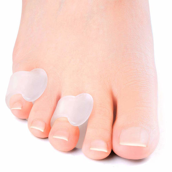 Picture of Welnove Gel Toe Separator, Pinky Toe Spacers, Little Toe Cushions, Small Toe Sleeves for Preventing Rubbing & Reducing Pressure (Pack of 12, Transparent)