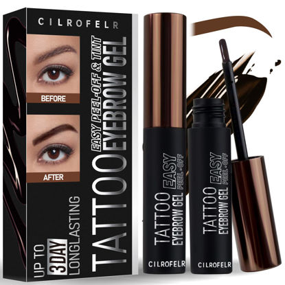 Picture of Cilrofelr Tattoo Peel Off Eyebrow Gel Tint, Semi Permanent Tattoo Brow Peel Off Tint Gel, Last Up to 3 Days, Waterproof, Transfer-proof, For Fuller & Defined Looking Brows, Brown (2 Pack)