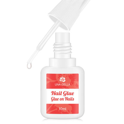 Picture of UNA GELLA Super Strong Nail Glue for Nail Tips Acrylic Nails Press On Nails Nail Bond Brush On Long Lasting Nail Glue for Broken Nails Repair Fake Nails Tips Nail Adhesive Bond 10ml/0.33oz