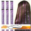 Picture of CelineBella Clip In Purple Tinsel Hair Extensions Kit Glitter Strands Clip In for Girls Women Fairy Hair New Year Party Halloween Festival Gift