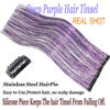 Picture of CelineBella Clip In Purple Tinsel Hair Extensions Kit Glitter Strands Clip In for Girls Women Fairy Hair New Year Party Halloween Festival Gift