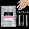Picture of UNA GELLA No C Curve Medium Square Nail Tips 216 Pcs Pre-file Half Cover Straight Square Gel x Nail Tips Clear Fake Nails Tips Half Matte Long Lasting For Nail Extension Home DIY Salon 12 Sizes