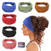 Picture of GILI 6 Pack Wide Headbands for Women Non Slip Soft Elastic Hair Bands Yoga Running Sports Workout Gym Head Wraps, Knotted Cotton Cloth African Turbans Bandana (with 6 Pcs Hair Ties)