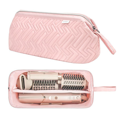 Picture of Leudes Hair Tools Travel Bag for Shark Flexstyle Carrying Case Portable Shark Hair Air Wrap Dryer Case Waterproof Dustproof Flat Curling Iron Travel Organizer (Pink)