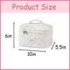 Picture of uekeboag Large Travel Quilted Makeup Bag for Women, Floral Cotton Cosmetic Bag, Coquette Aesthetic Floral Toiletry Organizer Bag (White-Cherry)