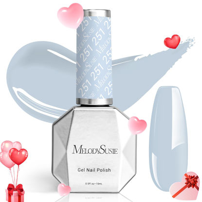 Picture of MelodySusie 0.5fl oz Gel Nail Polish,Gray Blue Color Nails Soak Off UV LED Blue Gel Polish Gift for Women Nail Art Manicure Salon DIY Nail Design Decoration at Home-251