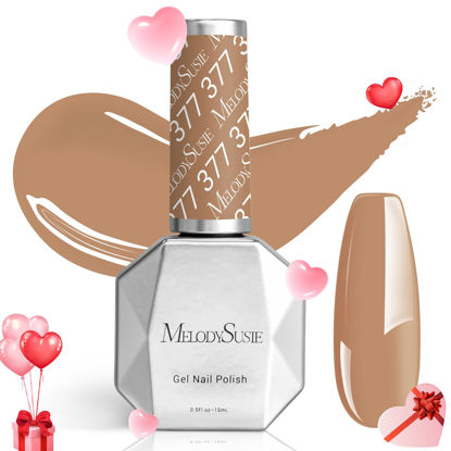 Picture of MelodySusie Nude Brown Gel Nail Polish, 0.5 fl oz Soak Off UV LED Beige Brown Gel Polish Gift for Women Nail Art Manicure Salon DIY Nail Design Decoration at Home-377