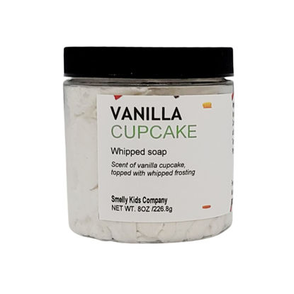 Picture of Smelly Kids Company Moisturizing Whipped Soap- Kid Friendly Cream Body Wash| Hand Wash| Shave Butter, For all skin types| No Sulfates, No Parabens, Cruelty-Free|8oz (Vanilla Cupcake)