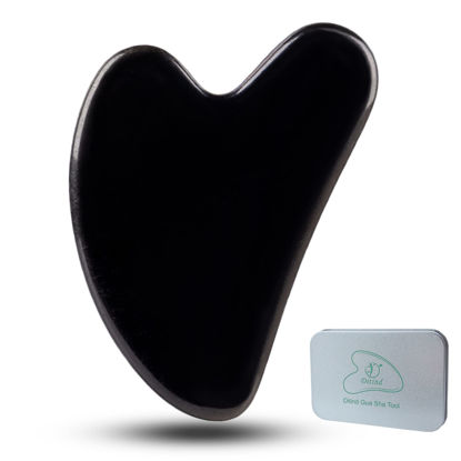 Picture of Ditind Gua Sha Facial Tools, Black Obsidian Gua Sha Massage Tool, Natural Jade Guasha Tool for Face and Body Skin Massage. Gua Sha Set for SPA Acupuncture Therapy, Trigger Point Treatment.