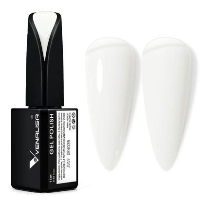 Picture of VENALISA Milky White Gel Nail Polish, 15ml Neutral Milky Off White Gel Polish Set Jelly Nude Color Translucent Nail Soak Off UV LED Nail Gel Polish Nail Art Starter Manicure Salon DIY at Home, 0.53 OZ