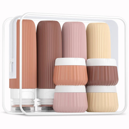 Picture of Mrsdry Travel Bottles for Toiletries 8 Pack, Tsa Approved Travel Size Toiletries 3 oz, Travel Containers for Toiletries, with Clear Bag, Leak Proof Silicone Squeezable Travel Essentials Creams Jars