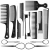 Picture of SALONSILK Women Hair Comb Set - 14PCS Wide Tooth Comb Rat Tail Combs - Styling Combs Pick for Curly - Teasing Parting Fine Comb - Professional Barber Cutting Braiding Combs Set