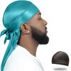 Picture of ForceWave Silky Durag for Men Wave Cap Satin Dorag for Men Women 360 Wave (Turquoise)