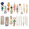 Picture of Mehayi 20 PCS Macaron Pearls and Acrylic Resin Hair Clips, Handmade Cute Hair Barrettes Bobby Pins, Glitter Crystal Geometric Hairpin, Elegant Gold Hair Accessories, Gifts for Women Girls…