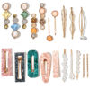 Picture of Mehayi 20 PCS Pearls and Acrylic Resin Hair Clips, Handmade Hair Barrettes, Marble Alligator bobby pins, Glitter Crystal Geometric Hairpin, Elegant Gold Hair Accessories, Gifts for Women Girls