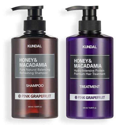 Picture of KUNDAL Natural Hair Shampoo and Conditioner Set [Pink Grapefruit] - Nourish, Strengthen, Repair Hair with Honey, Argan Oil, Macadamia Oil, Sulfate-Free 500ml 2Set (16.9 fl oz 2 Set)