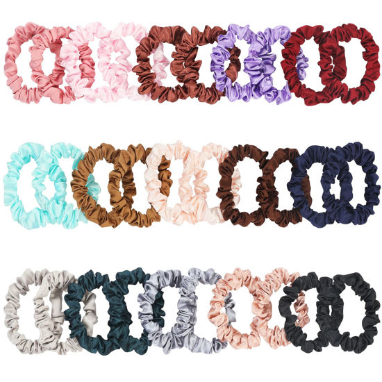 Picture of KECUCO 30Pcs Small Silk Satin Hair Scrunchies, Hair Ties for Women Girls Hair Accessories Gift (Multicolor A)