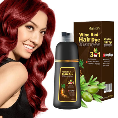 Picture of Mankani Hair Dye Shampoo Wine Red 3 in 1 for Women for Gray Hair Coverge Hair Color Shampoo for Women 500Ml(16.9 Fl Oz) Upgrade Gentle Formula