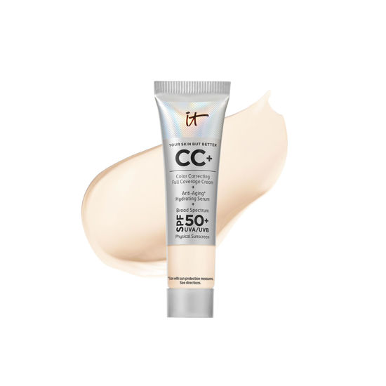 Picture of IT Cosmetics Your Skin But Better CC+ Cream Travel Size, Fair - Color Correcting Cream, Full-Coverage Foundation, Hydrating Serum & SPF 50+ Sunscreen - Natural Finish - 0.406 fl oz