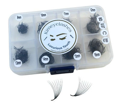 Picture of 5D Premade fans Wispy lashes 500 Fans 0.07 Mixed Lengths Volume loose Fans C D Curl Handmade Fan eyelash extensions Kimeyelashes promade fan (Curl C - 8D 0.07)