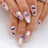 Picture of Halloween Press on Nails Medium Almond Fake Nails Light Purple Full Cover Pumpkin Ghost Bat False Nails with Designs Glitter Glossy Glue on Nails Manicure Artificial Nails for Women Girls 24Pcs