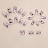 Picture of Halloween Press on Nails Medium Almond Fake Nails Light Purple Full Cover Pumpkin Ghost Bat False Nails with Designs Glitter Glossy Glue on Nails Manicure Artificial Nails for Women Girls 24Pcs