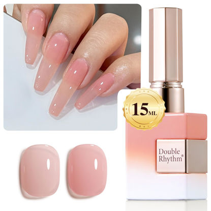 Picture of Double Rhythm Translucent Gel Polish Sheer Neutral Natural Light Milky Same Color Same Bottle 15ML Jelly Nail Polish Nail Art DIY at Home (Sheer Pink Nude-A1385)