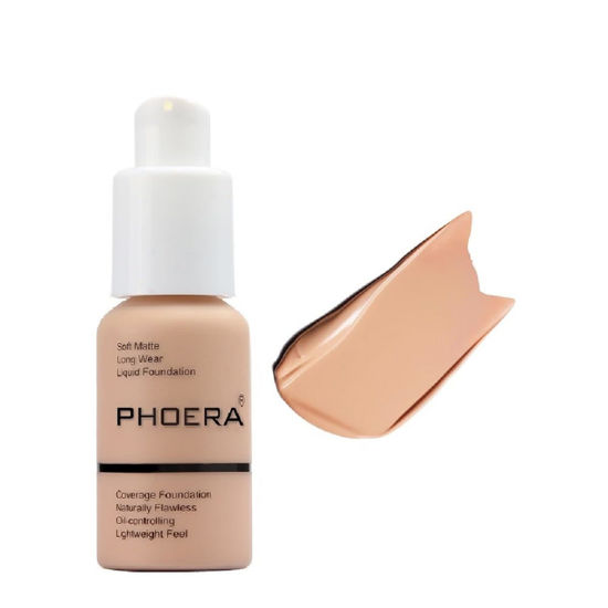Picture of PHOERA Foundation,Flawless Soft Matte Liquid Foundation Oil Contro Concealer Waterproof Full Coverage Foundation Makeup .(1 Pcs-103# Warm Peach)