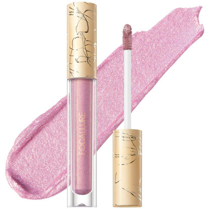 Picture of FOCALLURE Metallic Liquid Lipstick,Non Stick Cup Lip Gloss,High Impact Lip Color with Transfer-proof Wear,Long Lasting & Waterproof Lipstick Makeup for Women,One Promise