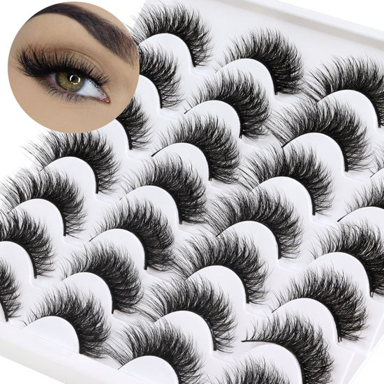 Picture of Losha Lashes Fluffy Cat Eye Lashes 14 Pairs 3D False Eyelashes Soft Crossed Eye Lashes Pack Comfortable Fake Eyelashes(614)