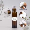 Picture of sungwoo 4 Pack Essential Oil Roller Bottles Stainless Steel, 10ml Amber Glass Roller Bottles with Caps for Travel, Perfume and Lip Gloss
