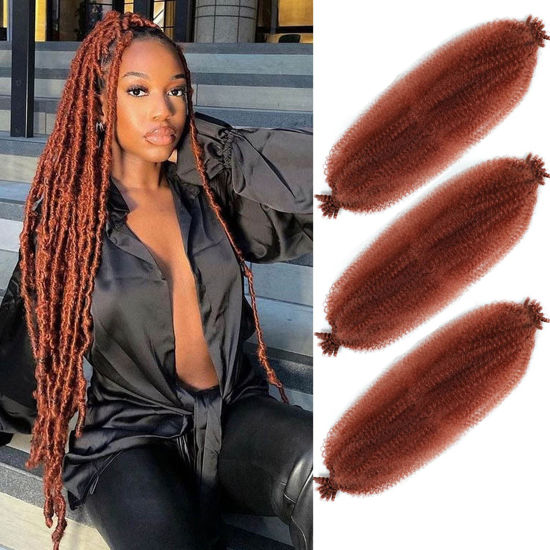 Picture of Afro Twist Hair Springy Afro Twist Hair 24 Inch 3 Packs Pre Fluffed Spring Twist Hair Pre Stretched Wrapping Hair for Soft Locs Hair Extensions (24 Inch (Pack of 3), 350#)