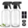 Picture of Worldgsb Glass Spray Bottles, 16oz Clear Glass Spray Bottles with Labels & Adjustable Nozzle, Reusable Containers for Cleaning Solutions, BBQ, Food, Plants, Alcohol, Essential Oils(2 Pack)