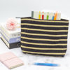 Picture of PAZIMIIK Floral Makeup Bag Large Cotton Zipper Pouch for Purse Travel Canvas Make Up Organizer for Women Cosmetic,Stripe Black