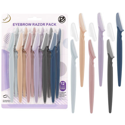 Picture of D 12 PCS Eyebrow Razor,Dermaplane Razor,Face Razors for Women,Dermaplaning Tool for Face,3 Colors Facial Hair Shavers with Precision Cover,Facial Hair Remover for Women,Eyebrow Trimmers for Men(Gray)