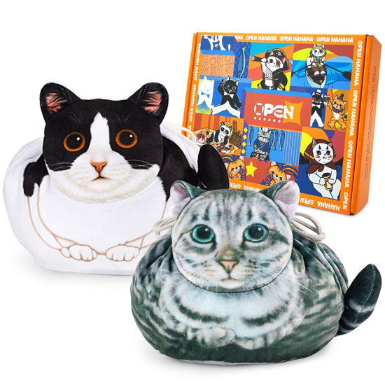 Picture of Openhahaha Drawstring Makeup Bag, Cat Makeup Bag, Travel Makeup Organizer, Cosmetic Pouch Bag, Cat Gift for Women, Lay Flat Makeup Bag Gifts for Cat Lovers(2-pack)