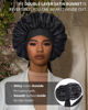 Picture of Satin Bonnet for Women Silk Bonnets for Sleeping Curly Hair Bonnet with Elastic Tie Band Reversible Double Layer Sleep Cap Hair Wrap (Black)
