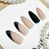 Picture of Black Press on Nails Medium Almond Fake Nails Matte False Nails Press ons with Designs French Tip Acrylic Full Cover Glue on Nails Artificial Stick on Nails for Women Manicure 24 Pcs