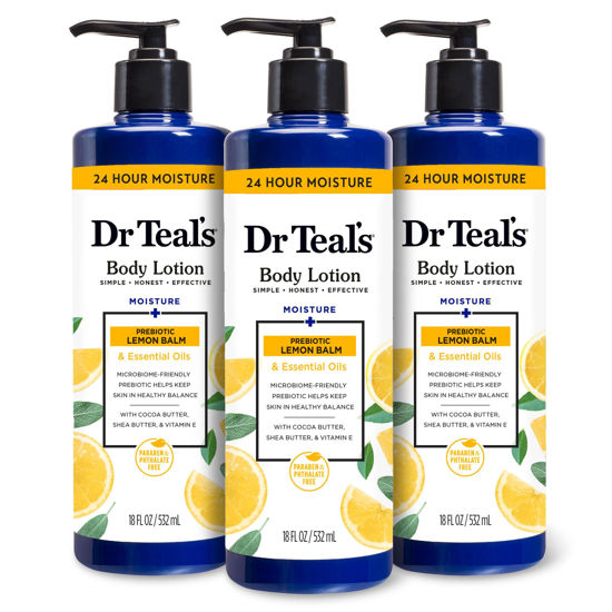 Picture of Dr Teal's Body Lotion, Lemon Prebiotic Lemon Balm & Essential Oils, 18 oz (Pack of 3)