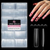 Picture of UNA GELLA Extra Long Tapered Sqaure Nail Tips Full Cover 504pcs No C Curve Clear Gel Nail Tips XXL Long Straight Nails Tips Acrylic Nails Long Square Gel X Nails for DIY Nail Art 12 Sizes