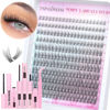 Picture of TNFVLONEINS Wispy Lash Clusters Kit 220Pcs Eyelash Extension Kit Natural Lash Extension Kit C Curl Eyelash Clusters Short Individual Lashes Clusters 3D Eyelash Clusters Kit with Remover