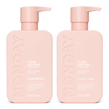 Picture of MONDAY HAIRCARE Curl Define Shampoo + Conditioner Set (2 Pack) 12oz Each, Nourishing Curls, Tames Frizz, Enhances Shine with Coconut Oil and Shea Butter, 100% Recyclable Bottles