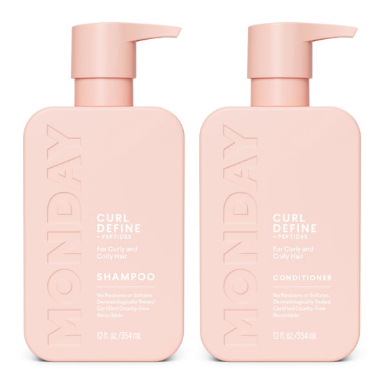 Picture of MONDAY HAIRCARE Curl Define Shampoo + Conditioner Set (2 Pack) 12oz Each, Nourishing Curls, Tames Frizz, Enhances Shine with Coconut Oil and Shea Butter, 100% Recyclable Bottles