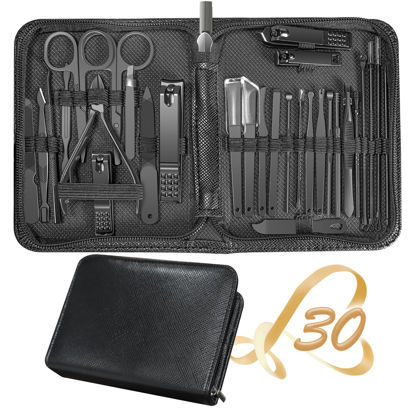 Picture of Manicure Set 30 in 1 Nail Clipper Set,RedFlow Nail Clippers,Fingernail & Toenail Clippers,Manicure Tools,Pedicure Tools,Suitable for Travel Manicure Kit (A-Black)