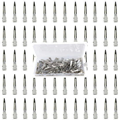 Picture of HiJeaton 60Pcs Duck Bill Hair Clips Metal Styling Hair Clips, Alligator Curl Clips, Single Prong Hair Clip for Thick Hair Sectioning, Salon, Bows DIY (Small)
